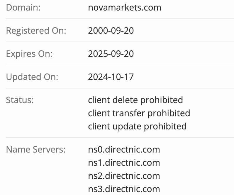домен  Novamarkets Limited 